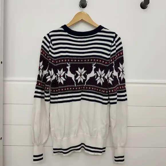 Women’s Crown & Ivy Ugly Christmas Holiday Sweater Reindeer Snowflakes M - Picture 4 of 4